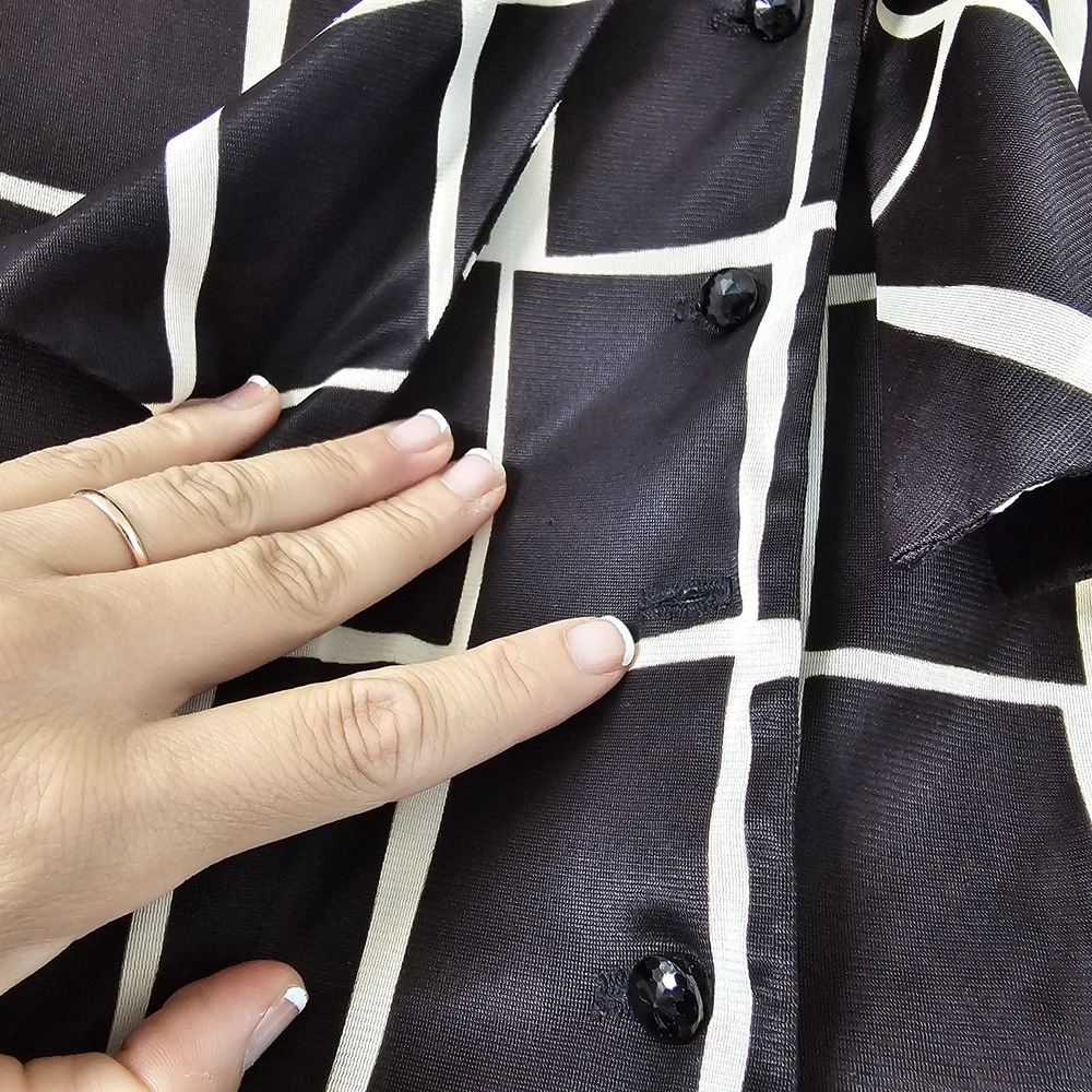 1960s 1970s Vintage Black White Necktie Geometric Design Above Knee Dress #75 - Picture 5 of 8